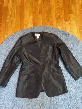 Tally Taylor Vintage Black Slinky Silky Blazer Size 8